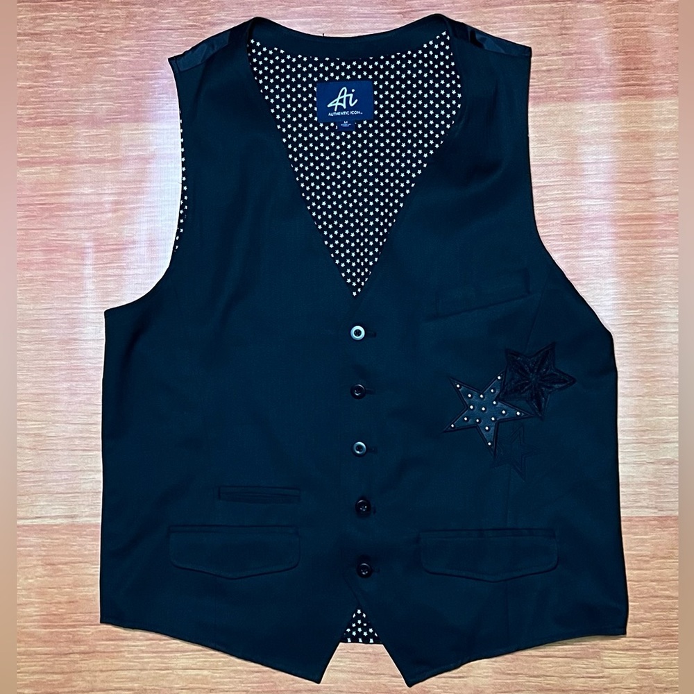 Authentic Icon Mens Medium Star Vest Black